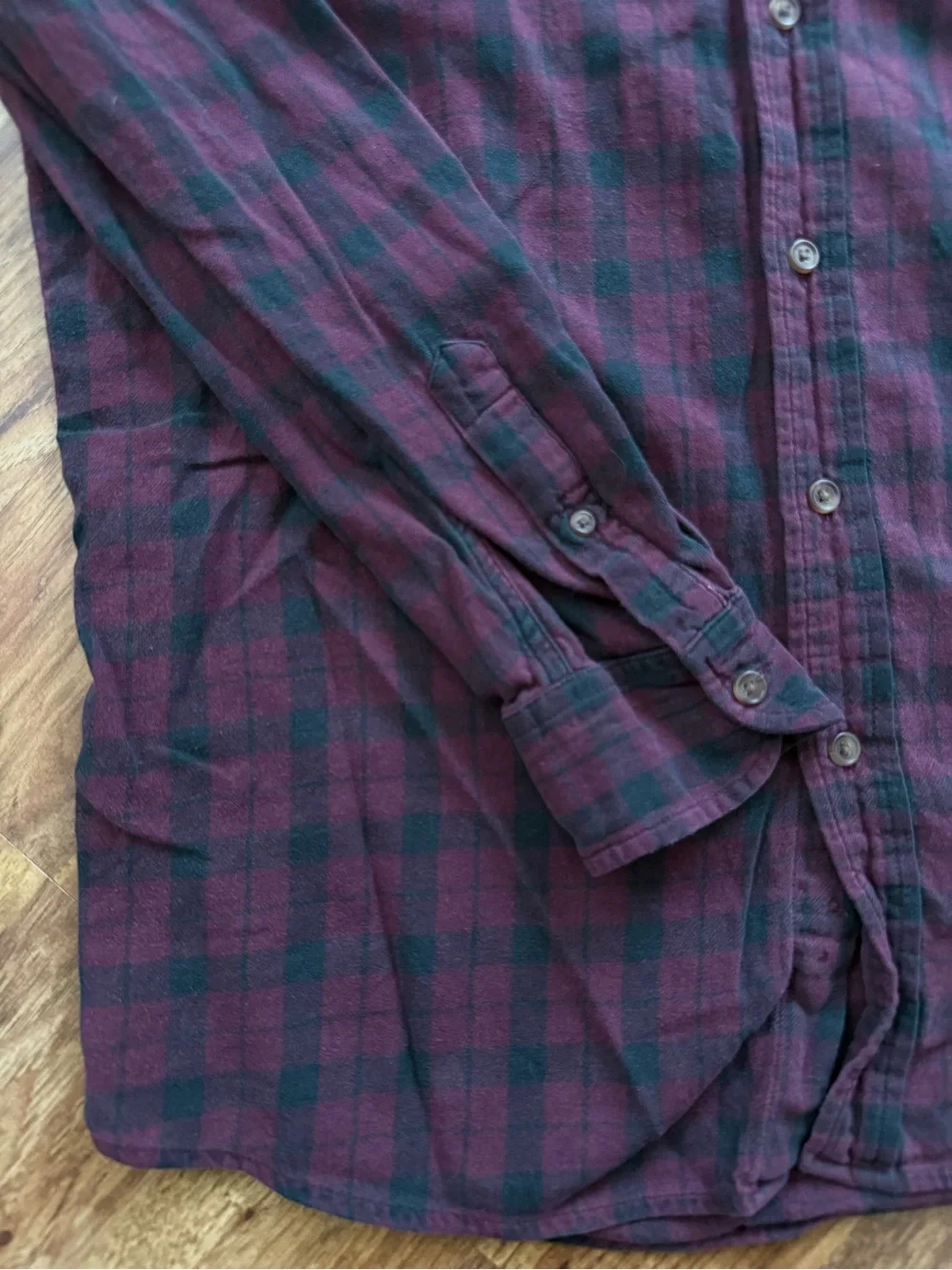 Chaps Men’s Maroon and Black Plaid Button-Down Shirt